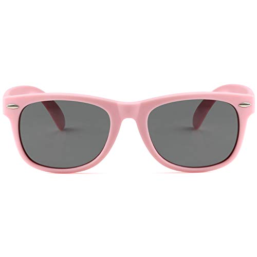 Kids Polarized Sunglasses For Boys Girls Tpee Rubber Flexible Frame Shades Age 3-10 (Pink) #TOP2