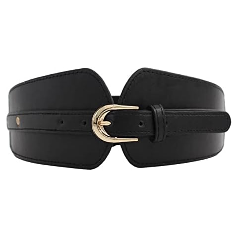 Lufcziel Wide Waist Belt for Women Dresses, Elastic Leather Cinch Belt with Adjustable Buckle, Stretch Waistband Corset Belt Cover