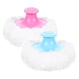 WLLHYF 2 Pcs Large Fluffy Powder Puff Body Cosmetic Face Loose Powder Applicator Handle Foundation Puff Pad Washable Beauty Application Tool for Women Sensitive Skin (Pink+Blue)