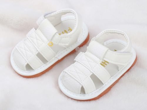 Image of Baby Boys Girls Squeaky Sandals Summer Closed-Toe Anti-Slip Premium Rubber Sole Toddler First Walkers Shoes