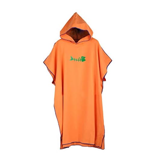 Erwachsene/Kinder Strand Schwimmen Wickelmantel Handtuch Poncho mit Kapuze für Damen Herren Surfen Schwimmen Neoprenanzug Wechseln, kompakt und leicht, Größe L (Orange)