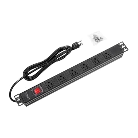 19" 1U Rack Mount PDU Power Strips 6 or 8 Outlet Mountable Power Strip, Wall Mount Outlet Power Strip Heavy Duty, Wide Spaced 15A 125V 1875W, 6 FT SJT 14AWG Power Cord (6FT) (6 Outlet) Cover