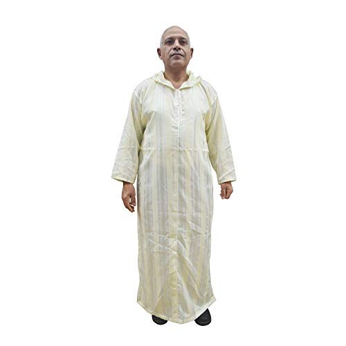 Chilaba djellaba marroquí de Horus Artesanía, algodón egipcio premium de tacto agradable para hombre