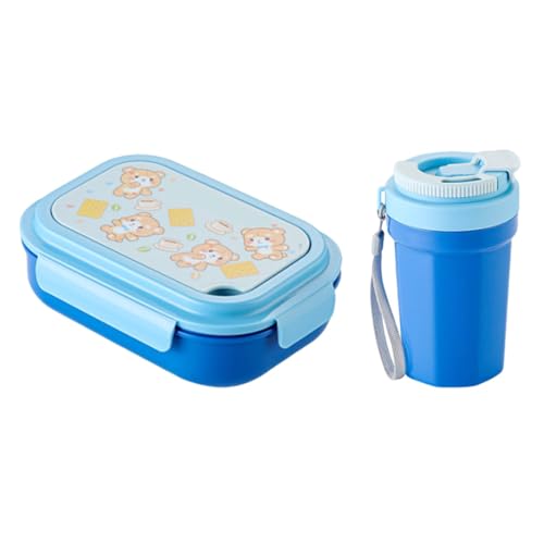 PURPLELILY Juego de lonchera eficiente a prueba de fugas con botella de agua, apto para microondas, contenedor de almacenamiento de alimentos para viajes al aire libre, diseño moderno, caja Bentos con