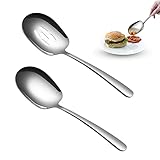 🥄【Pulido espejo】La cuchara de acero inoxidable está pulida y la superficie es lisa y sin rebabas.Sencillo y elegante,adecuado para diferentes tipos de platos.El mango adopta un diseño de arco,que es más cómodo de sostener y usar.