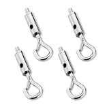 NIIIYTYB 4Pcs Miniature Turnbuckles Kit Mini Turnbuckle Tension Bolt for 1/16-3/32 Cable Wire Rope Hanging Steel Clamp Connectors Suspension System Hardware Set for Light Duty Installations