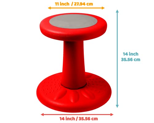 Image of Studico ActiveChairs Kids Wobble Stool, Flexible Seating for Preschool & Elementary Classrooms. Improves Focus & Posture, Helps ADHA /ADD, Wiggle Seat, [Active Desk Chairs], 14 inch Stool, Ages 3-7, Red