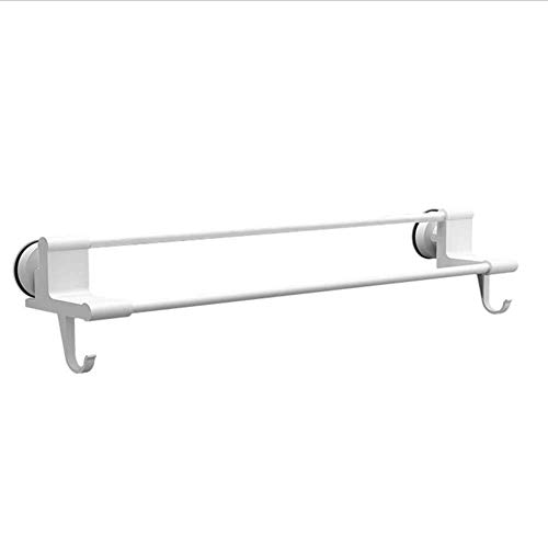 Toalleros Baño Toallero Barra Toalleros Repisa-Baño De Plástico, Poste Doble, con Gancho, Estante De Almacenamiento De La Cocina Ventosa, Sin Rastro, Blanco TINATOPWIDE Cover