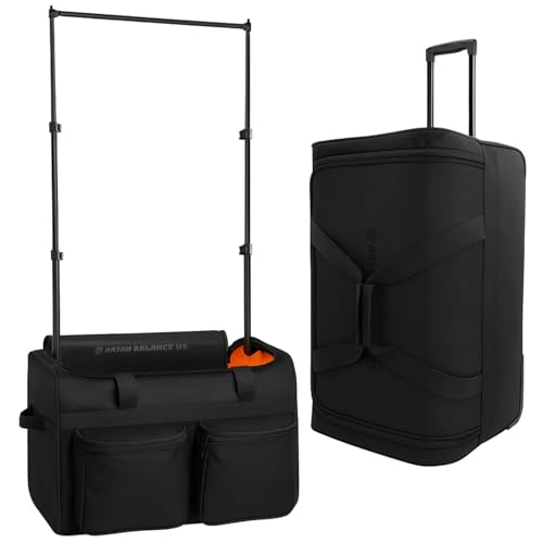 28″ Rolling Dance Trolley Bag With Garment Rack & Multiple Storage Pockets – Wheeled Upright Duffel Travel Suitcase for Shows & Competitions (Black)