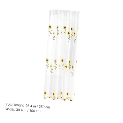 Cortina transparente para sala lavable y fácil de desmontar con girasoles 3