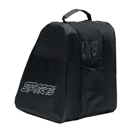HEIBTENY Bolsa para patinaje sobre hielo, asas gruesas y anchas, correa de hombro ajustable y ancha, diseño de tres capas para patines, patines de ruedas, patines de hielo (negro)
