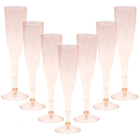 Homy Feel Rose Gold Glitter Plastic Wine Glasses 30 Pack Cover