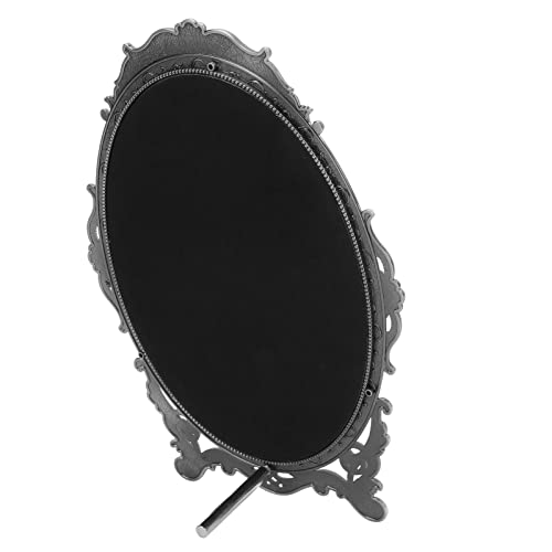 Espelho de mesa de maquiagem antigo vintage, espelho de maquiagem de bancada de rosas em relevo anti