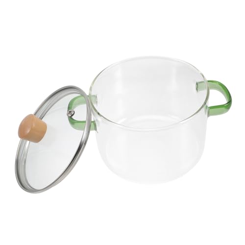 HOLIDYOYO Olla de Vidrio Transparente con Tapa y Doble Asa para Guisos Cocción de Fideos y Sopas Resistente Altas Temperaturas para Cocina Doméstica y Fuego Directo Capacidad