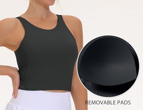 Image of THE GYM PEOPLE Women Sports Bra Sleeveless Padded Running Workout Tank Tops | U-Shaped Beauty Back, High-stretch fabric, Crop design, Sleeveless, Removable pads, Ideal for workout and daily wear