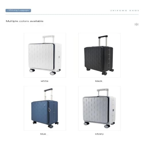 Suitcase Front-opening Suitcase, Silent Universal Wheel Boarding Suitcase, 24-inch Trolley Password Lock Suitcase Suitcase Tags(Blue,18in)3