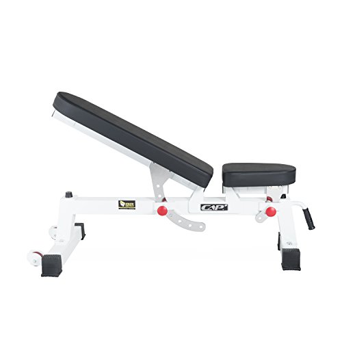 CAP+ Commercial Grade Three-Way Utility Bench - Adjustable Weight Bench Heavy Duty Workout Bench for Full Body Workout (White)