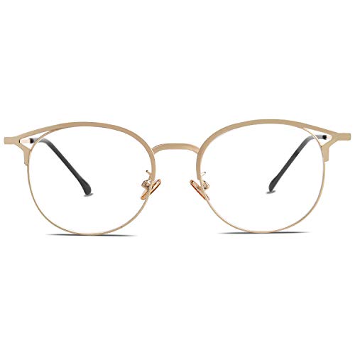 SOJOS Small Cat Eye Blue Light Blocking Glasses Women Computer Eyeglasses Oasis SJ5035 with Gold Frame/Gold Rim/Anti-Blue Light Lens