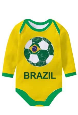 Dizi Brazil Brasil Sports Soccer World Cup Infant Baby Bodysuit Jersey Kit Boys Girls (Long Sleeve) (12 Months) #TOP1