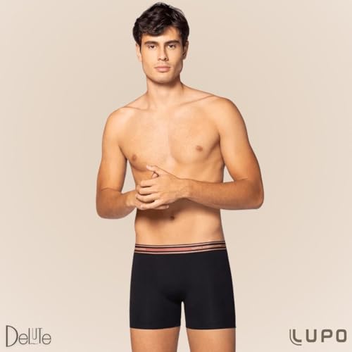 Kit Com 2 Cuecas Boxer Lupo Adulto Algodão Box Masulina Cotton 523 (BR, Alfa, G, Regular, 1 Preto -