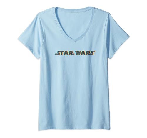 T-shirt Star Wars col V en coton doux pour éviter la transpiration style rétro 3D