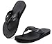 KuaiLu Womens Flip Flops Comfort Arch Support Yoga Mat Cushion Orthopedic Thong Sandals Fashion Leather Slip On Summer Beach Walking Slides Travel Outdoor Plantar Fasciitis Recovery Shoes Black 8