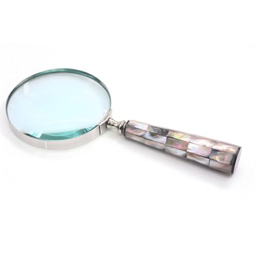 Vintage Magnifying Glass with 10x Lens Mother of Pearl Handle