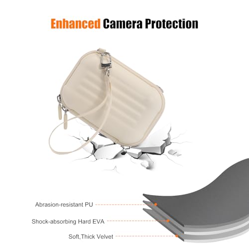 Cwatcun Carrying & Protective Case for Digital Camera with 2 Carrying Ways, Hardshell Lightweight Small Camera Sling Case Compatible with KODAK PIXPRO/Canon PowerShot/Sony DSCW800 DSCW830