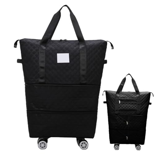 Generic Carry On Duffel Bag with Wheels | Foldable Luggage Bag Travel Bag with Wheels - Large Capacity Duffel Suitcase for Parents, Business Trip, Camping, Wife, Black, Refer to description, Unisex