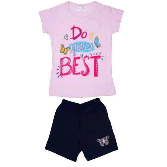 Kidly BooPink Tee and black short