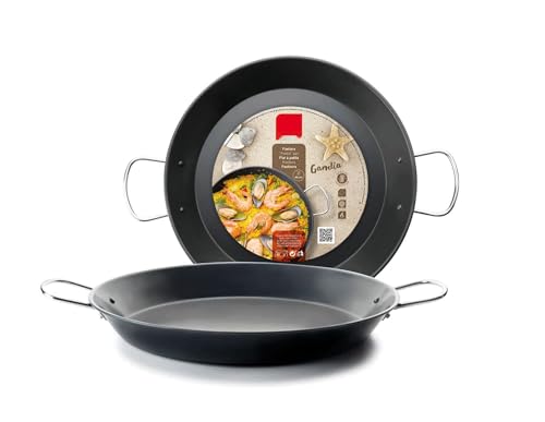 Paellera - paellera de 36 cm, fabricada en acero inoxidable, apta para inducción y cocina tradicional, ideal para preparar paellas para varias personas. #