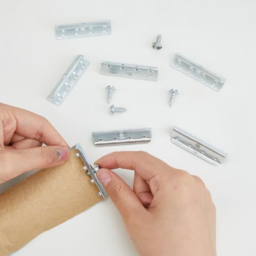 SUPERFINDINGS 50Pcs Metal End Clips Webbings Clips 2x0.6Inch Silver End Clips for Rubber Webbing with Screws Chair Rubber Upholstery Webbing End Clips for Rubber Webbing - Image 3