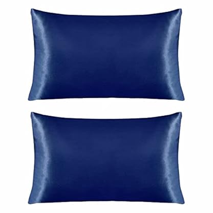 1 Paar Blauer Kissenbezug aus Seidenimitat 51x76/102 cm Kuschelige Ästhetische Zierkissenbezüge Ideale Heimdekoration als Sofakissenbezüge oder Dekokissen Extralanger Doppel-Kissenbezug