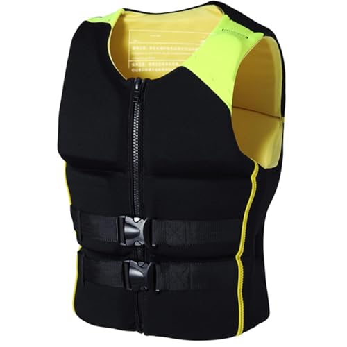 FOVIGUO Chaleco Salvavidas para Adultos para Pesca, esnórquel, navegación a Vela, Surf, Kayak, anticolisión, Ajustable, Chaleco Salvavidas de Neopreno para Todos los Deportes acuáticos(Black,M)