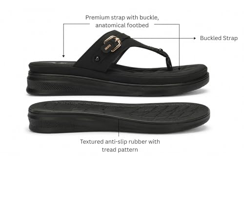 Image of Carrito, Women Wedge Heels Thong Sandals| Comfortable Flats Sandals | Comfort Orthopaedic Sandals for Women| Doctor Slippers /Flip-Flops | Arch Support & Heel Cushion | Lightweight Anti-Skid Sole | Ultra-Cushioned Shock Absorbing Footbed | Available in Open Toe & Toe Separator Style