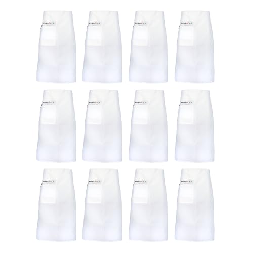 PINNACLE 12 Pack Full Bistro Apron - Single Pocket A2006 - White