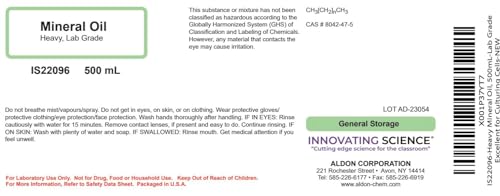 Heavy Mineral Oil, 500mL - Laboratory Grade - Excellent for Culturing Cells - The Curated Chemical Collection by Innovating Science