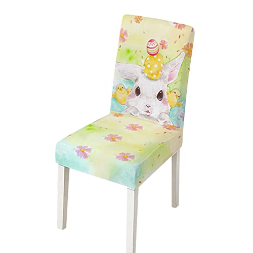 Treer-shop Universal Stuhlhussen Set Stuhlbezug Sitz Stretch Beschützer, Treer Abnehmbare Waschbar Ostern Für Stuhl Esszimmer Party Bankett Stuhldekoration (Gelbes Huhn,4 er Set) Cover