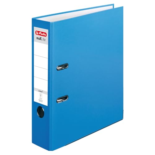 herlitz Ordner A4 maX.file protect, A4, 8 cm Rückenbreite, Acqua Hellblau, Einsteckrückenschild, Kantenschutz, 1 Stück
