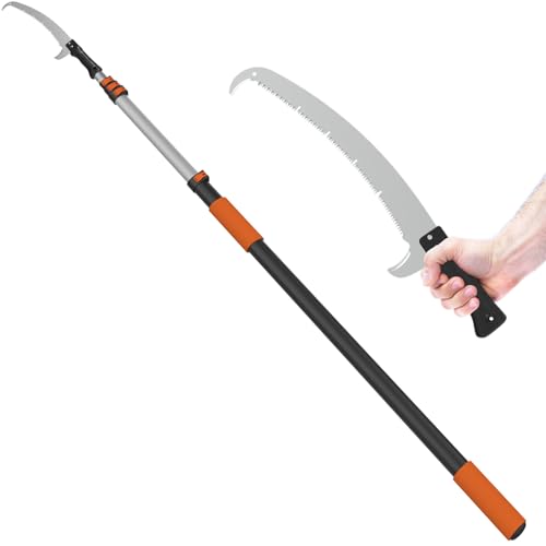 LAANPOLE 26FT Pole Saw, Telescoping Tree Trimmer with 5-20FT Extension Pole, Manual Branches Pruner for Backyard