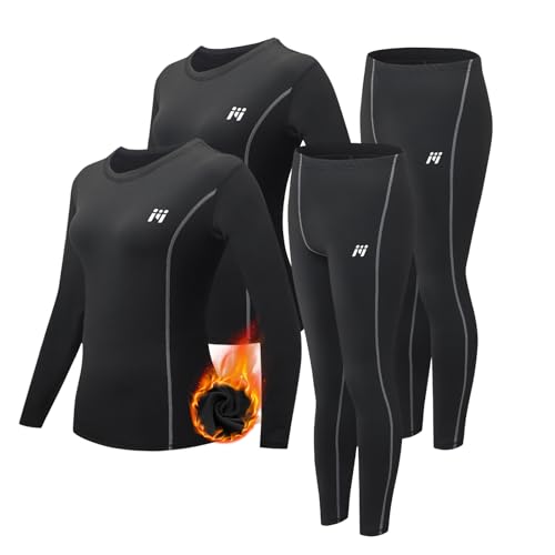 MEETWEE Thermal Underwear for Women, Winter Warm Base Layer Compression Set, Fleece Lined Long Johns Running Skiing