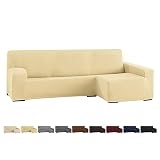 GFD Textiles - Funda Sofá Chaise Longue Elástica - Funda Protectora Universal en Forma de L - Cubre Sofá Ajustable Lavable para Salón con Brazo Derecho - Renueva & Protege - Color Camel