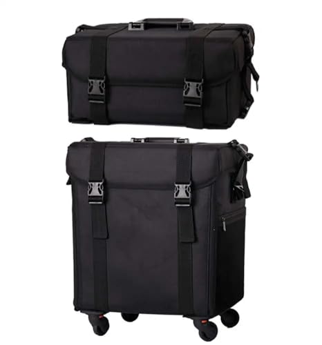 Image of SHAMAX Professional Large Rolling Makeup Trolley Cosmetic Organizer Trolley Manicure Storage 2 Detable Bags - Trolley for Hairdressers, Salons, Beauty Makeup Artists, Universal Wheels