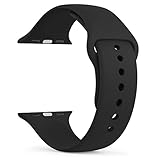Meliya Silicone Watch Strap Compatible with Apple Watch Series 9 8 7 6 5 4 3 2 1 SE Ultra, Waterproof Watch Band with Rust Free Button for iWatch Straps 40mm 38mm 41mm 44mm 45mm 42mm 49mm(S,Black)