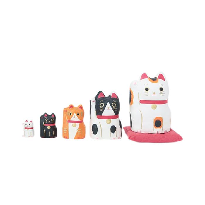 Ichisanno [Hariko-Shika Cat Figurine Pattern 73957] Matryoshka Lucky Item Improve Luck Increase Wealth Business Prosperity Open Luck Inviting Fortune Feng Shui Ward Off Evil Drive Away Disaster Home :