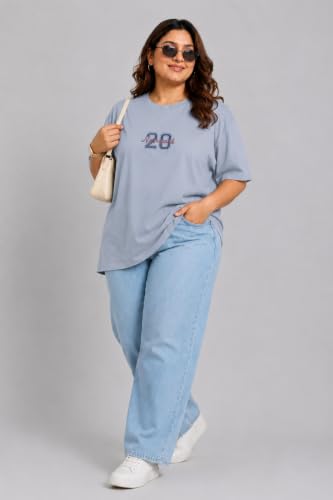 Image of CUPID Women's Oversize Fit Plus Size Cotton Printed T-Shirt Baggy Fit Round Neck Half Sleeve Casual Graphic Tee Soft Breathable Cotton Top for Woman n Girls Everyday Wear
