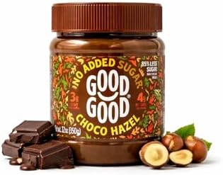 GOOD GOOD No Added Sugar Belgian Choco Hazel Spread - Chocolate Spread with Natural Sweeteners - Gluten Free - Vegetarian Friendly - 12oz / 350g (Pack of 1)