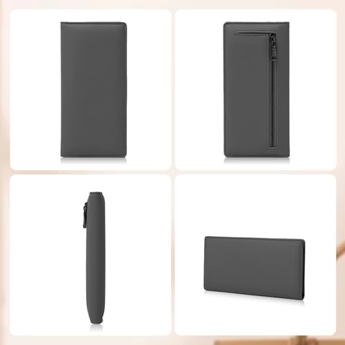 WishLotus Slim Wallet for Women, Bifold PU Leather Long Rfid Blocking Wallet Large Capacity Credit Card Wallet with ID Window Coin Zip Pocket Credit Card Holder for Men (Green)2