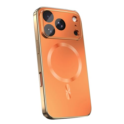Coque iPhone 17 Pro Max magnétique orange avec coins renforcés antichoc