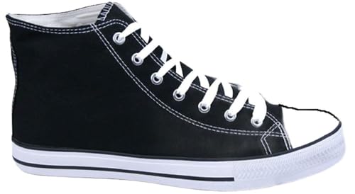 Divadames Womens Canvas Pumps Ladies Lace Up Sneakers Trainers Shoes Size (Black, Numeric_6)